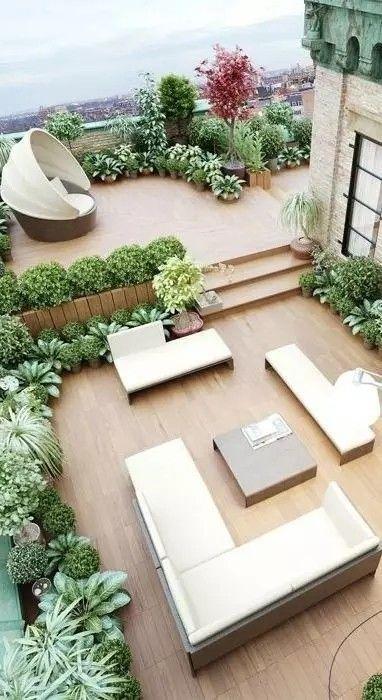 屋頂花園露臺設(shè)計案例效果圖